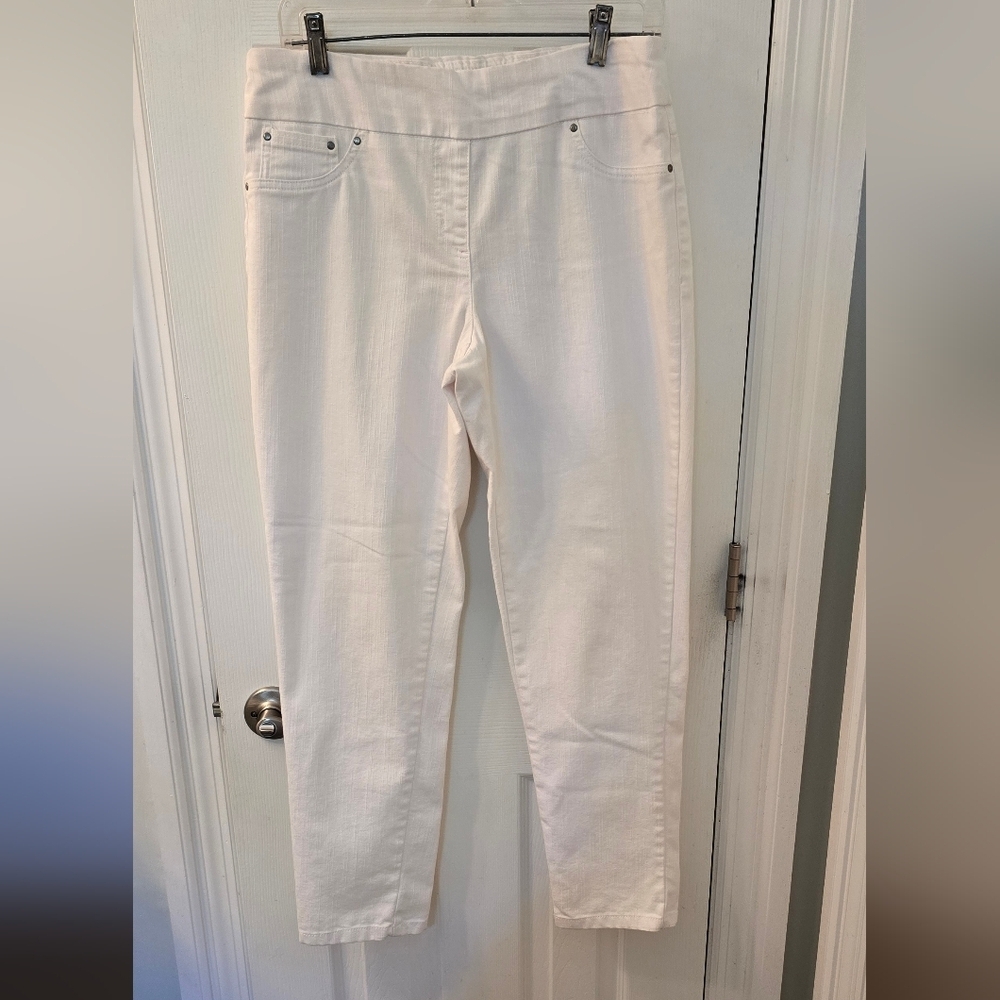 Ruby Road Women's White Denim Pull-On Jeans With Pockets, Size 8 (312)